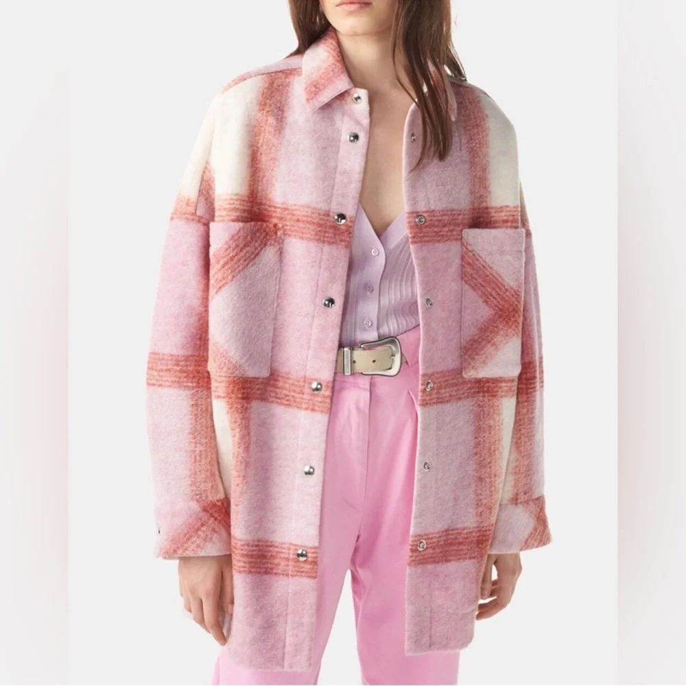 IRO - Lemina Plaid Shirt Jacket - Pink, White, Red - size Small - NWT - Picture 15 of 15
